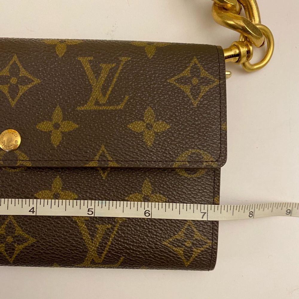 😍Auth Louis Vuitton Sarah Mono Long Wallet w/unbranded Gold Chunky Chain LN - Picture 10 of 11